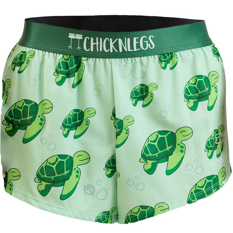 Men's 2 inch sea turtles split running shorts.