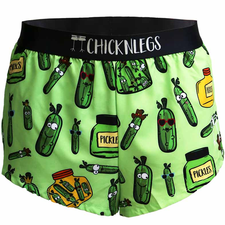 ChicknLegs 2 inch pickle split running shorts.