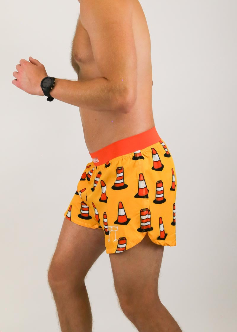 Men's Traffic Cones 4" Half Split Shorts