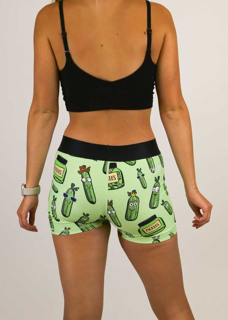 Back view of the women's 3 inch compression shorts from ChicknLegs.