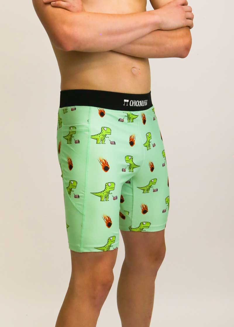 Right side view of the men's dino half tights from ChicknLegs.