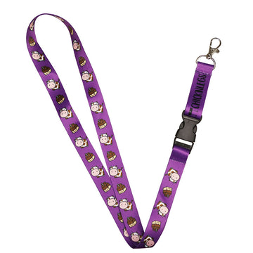 ChicknLegs purple chocolate milk cartons and cows lanyard.