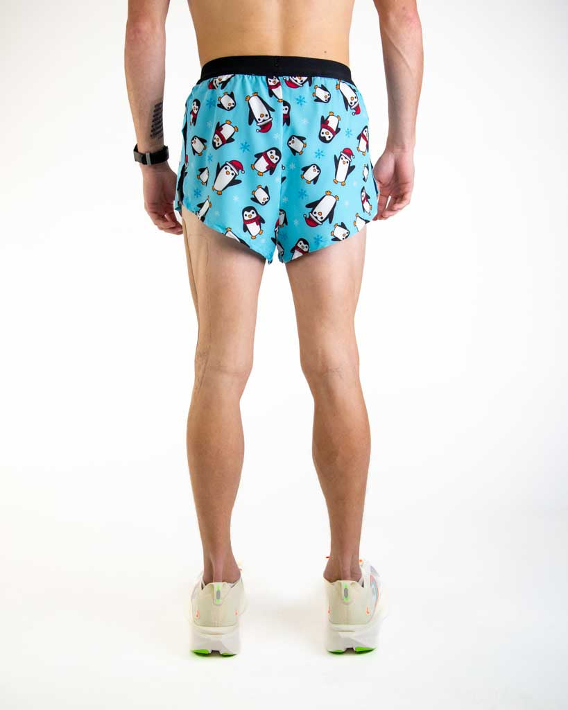Back view of ChicknLegs Men’s 2-inch DS Split Running Shorts showcasing the elastic waistband, lightweight performance fabric, and comfortable athletic fit.