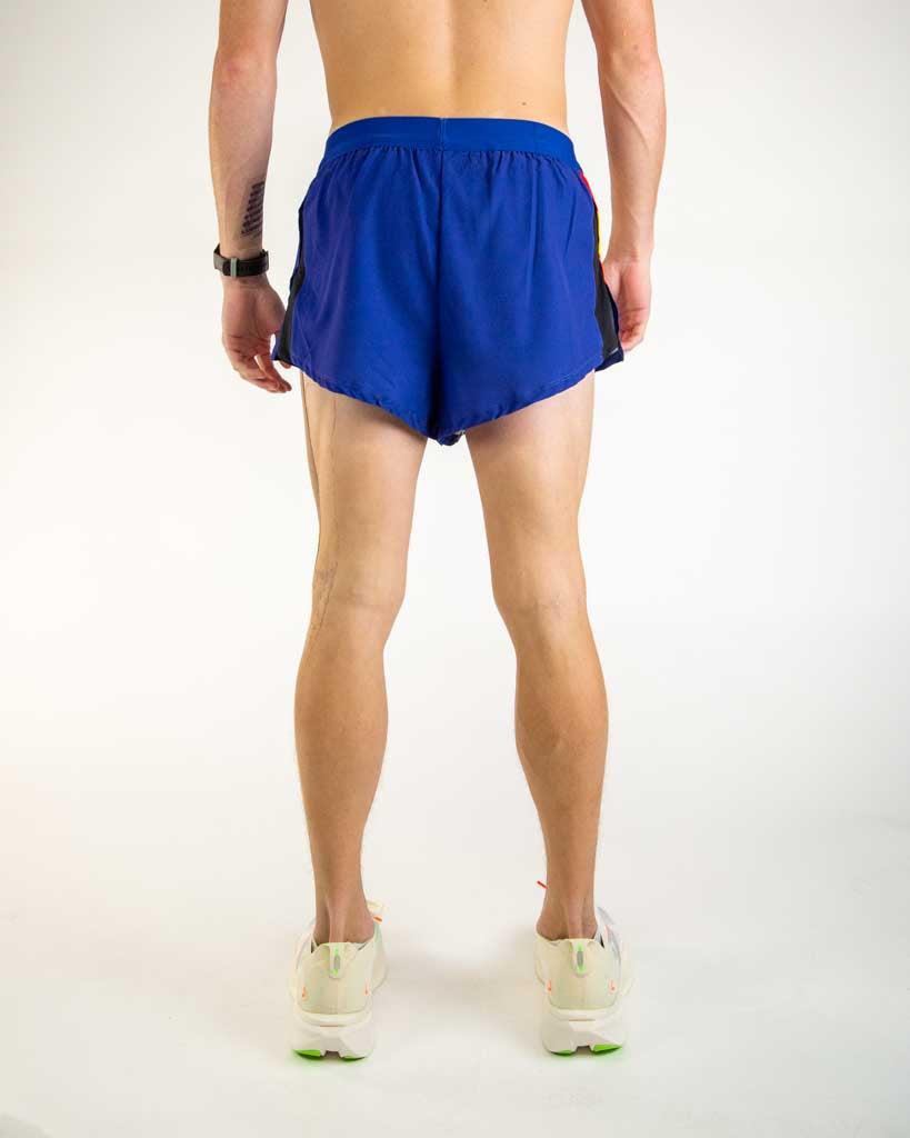 Back view of ChicknLegs Men’s 2-inch DS Split Running Shorts showcasing the elastic waistband, lightweight performance fabric, and comfortable athletic fit.