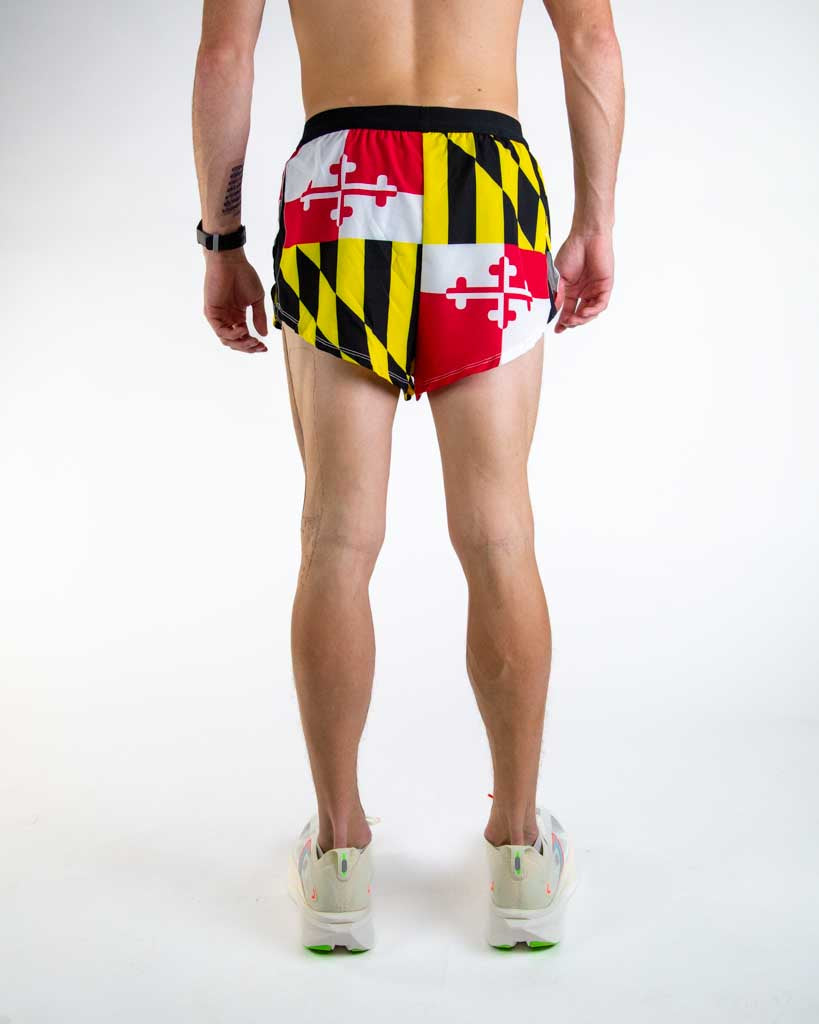 Back view of ChicknLegs Men’s 2-inch DS Split Running Shorts showcasing the elastic waistband, lightweight performance fabric, and comfortable athletic fit.