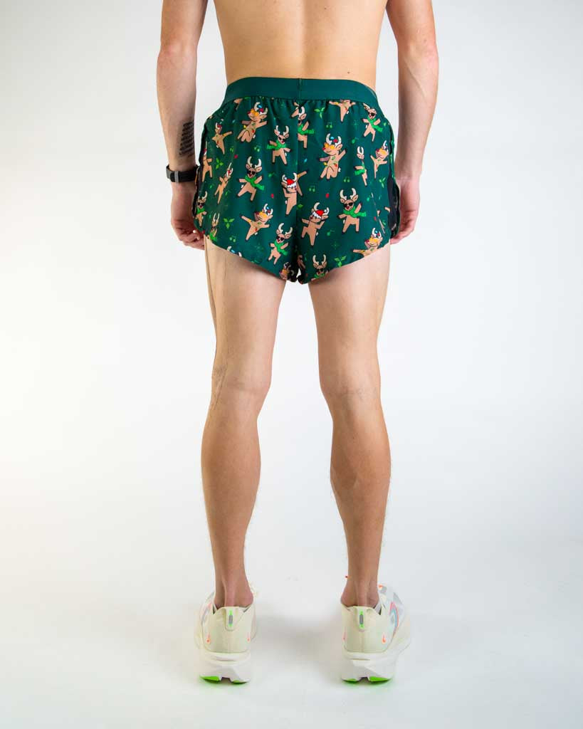 Back view of ChicknLegs Men’s 2-inch DS Split Running Shorts showcasing the elastic waistband, lightweight performance fabric, and comfortable athletic fit.
