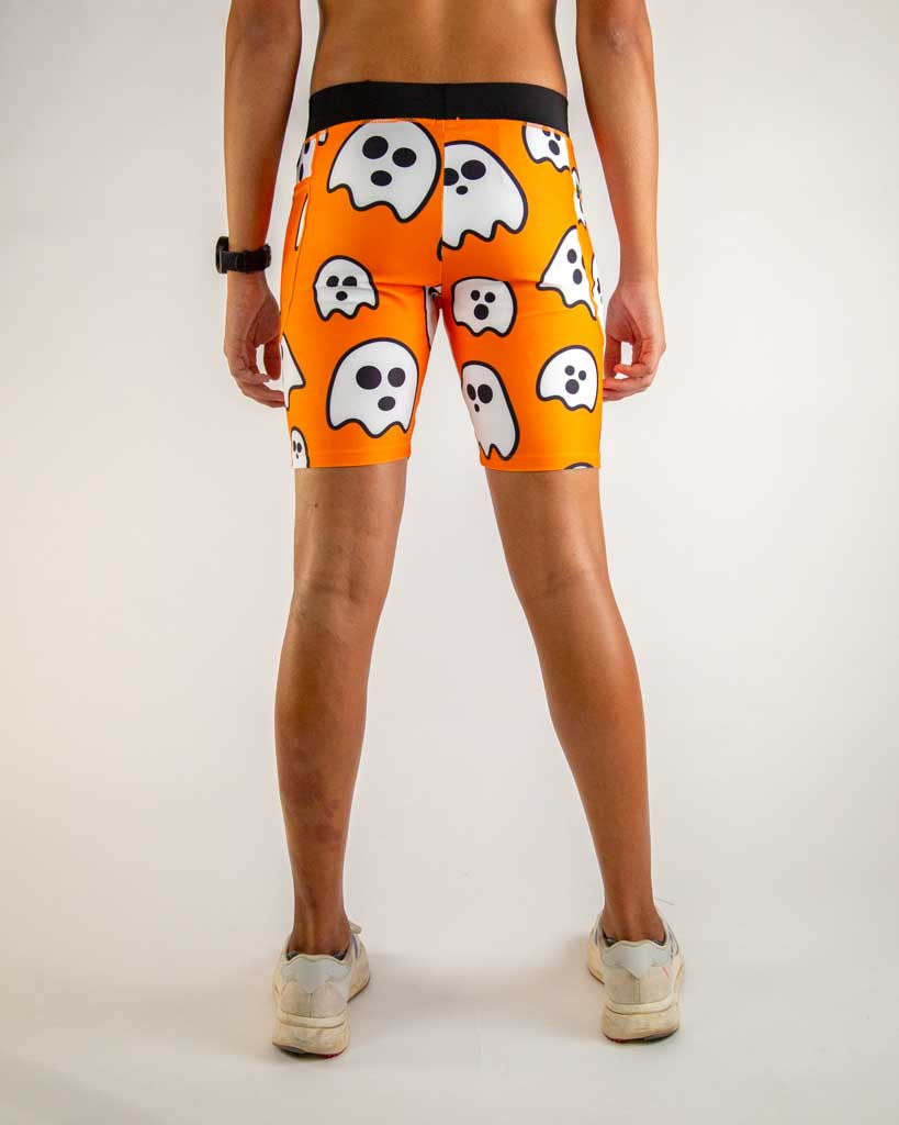 Back view of ChicknLegs Men’s 8-inch Half Tights showcasing the contoured fit, elastic waistband, and 8-inch inseam for full coverage and comfort.