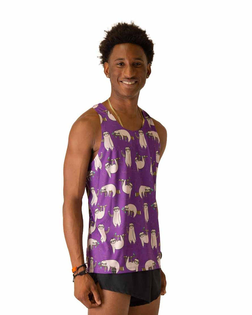 Right side view of ChicknLegs Performance Running Singlet featuring the breathable, quick-dry fabric and seamless arm opening for a smooth fit.