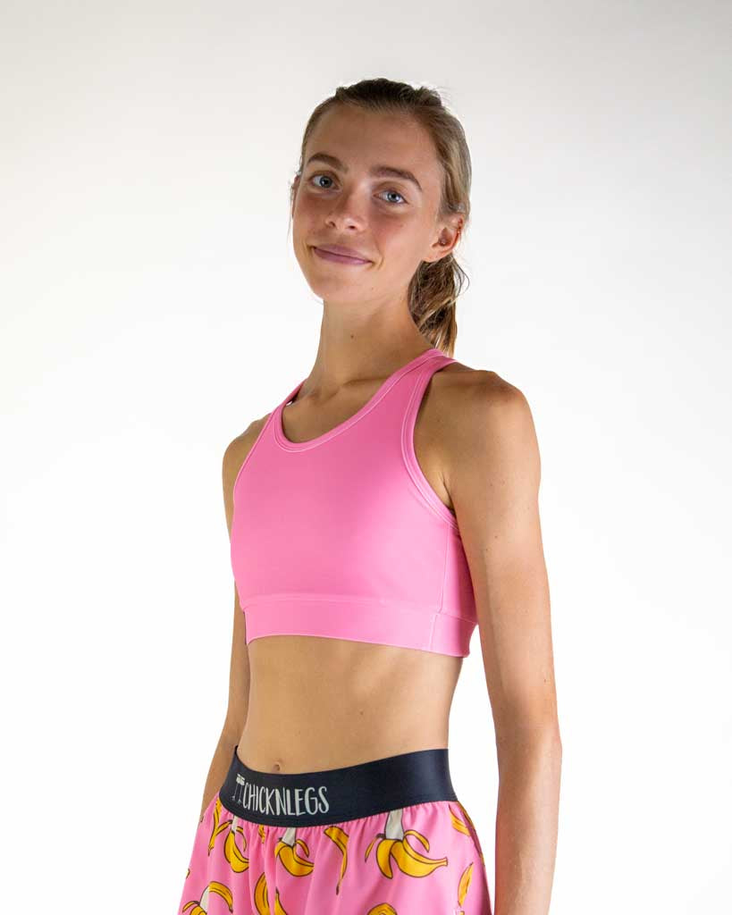 Left side view of ChicknLegs Women’s OG Sports Bra showing the smooth, streamlined silhouette and lightweight performance material.