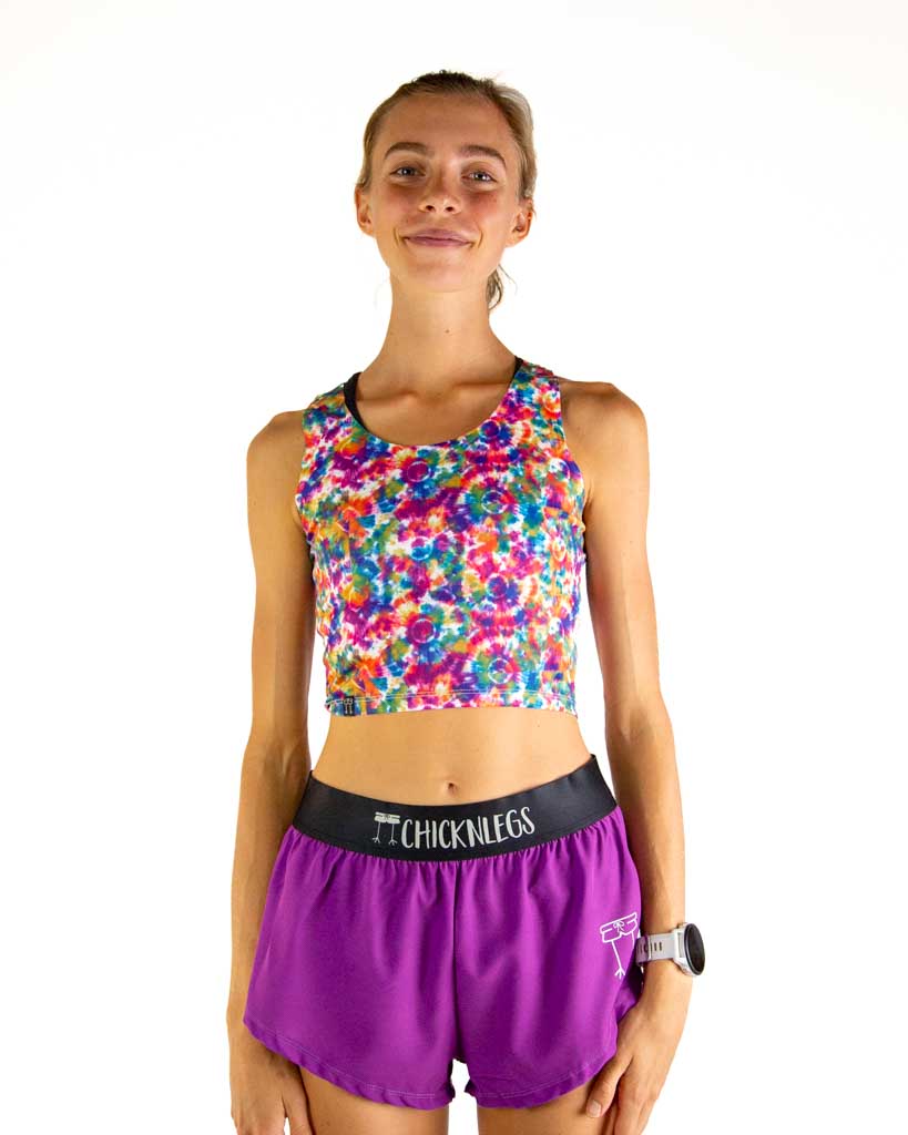 Front view of ChicknLegs Women’s PWR Crop Top featuring lightweight performance fabric, unlined and unpadded design, and a cropped fit that sits above the natural waist.
