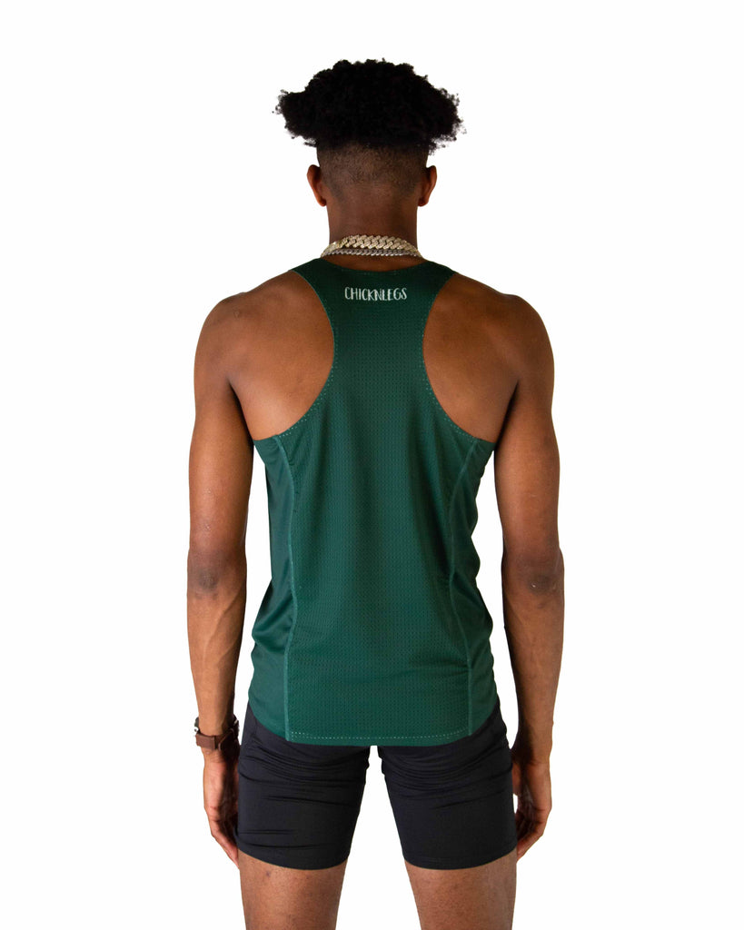 Back view of ChicknLegs Performance Running Singlet showcasing the breathable mesh back panel designed for ventilation during intense runs.