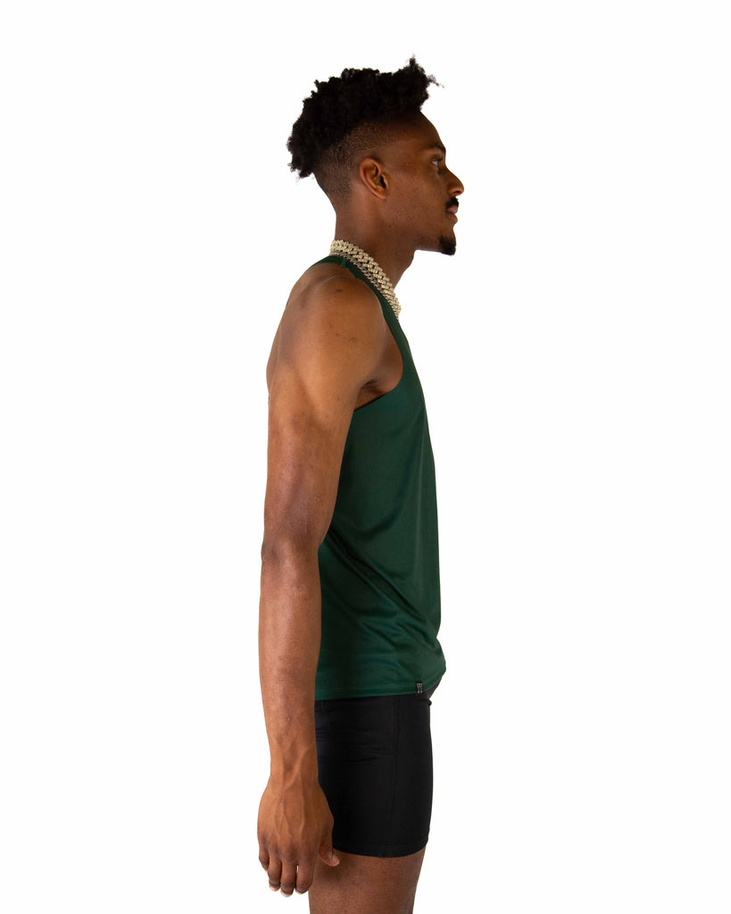 Right side view of ChicknLegs Performance Running Singlet featuring the breathable, quick-dry fabric and seamless arm opening for a smooth fit.