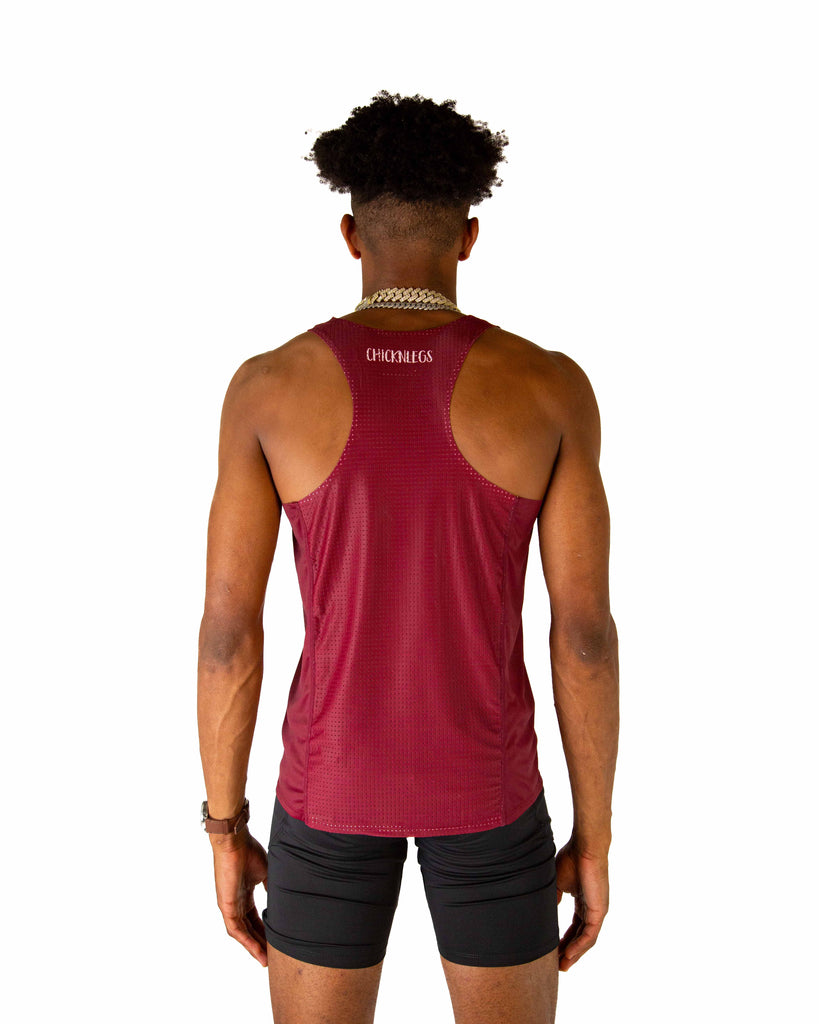 Back view of ChicknLegs Performance Running Singlet showcasing the breathable mesh back panel designed for ventilation during intense runs.