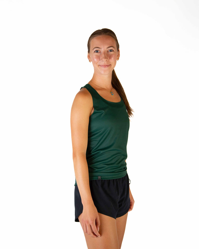 Right side view of ChicknLegs Performance Running Singlet featuring the breathable, quick-dry fabric and seamless arm opening for a smooth fit.