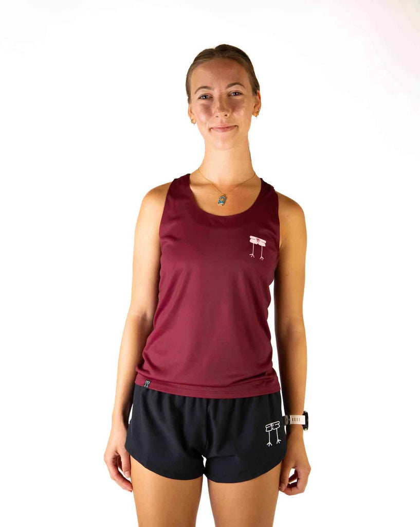 Front view of ChicknLegs Performance Running Singlet made with lightweight fabric, shown in a fitted athletic cut with seamless neck and arm holes for comfort.