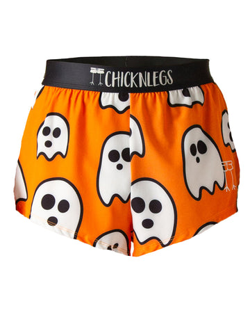 Ghost image is from ChicknLegs in the men's 2 in split running shorts in the ghost design. The print has fun white ghosts all over it, great for halloween.