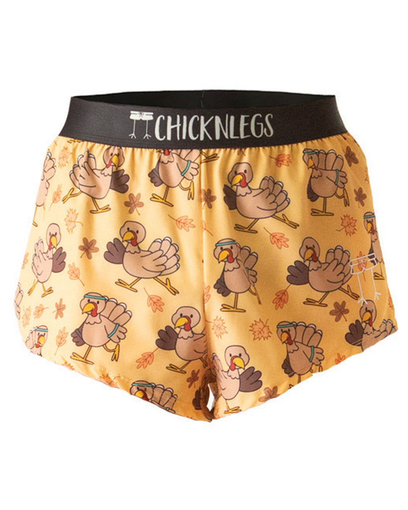 These shorts are from Chicknlegs as the men's 2 in split running shorts as the pardoned turkey design. They are a ghost image made for runners.