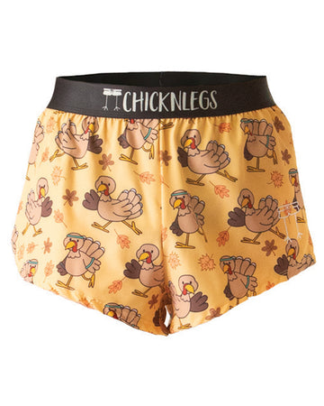 These shorts are from Chicknlegs as the men's 2 in split running shorts as the pardoned turkey design. They are a ghost image made for runners.