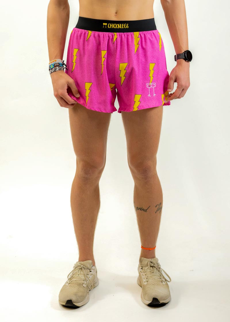 Men's Hot Pink Bolts 4" Half Split Shorts