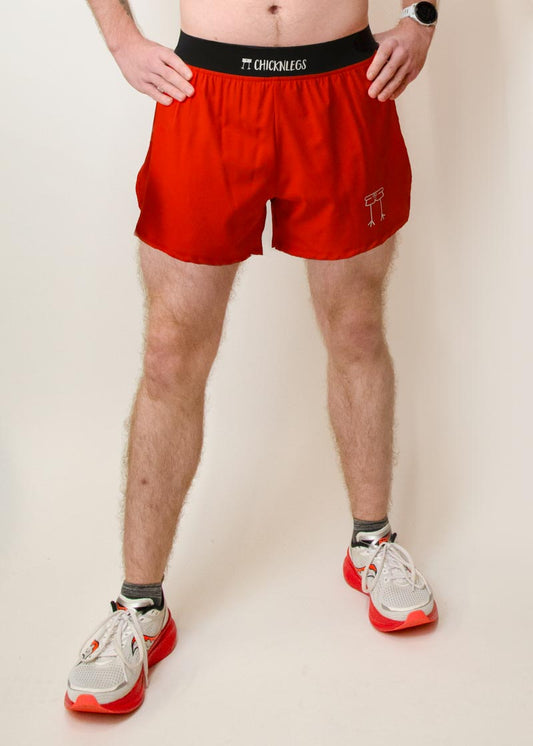 Men's Red 4" Half Split Shorts