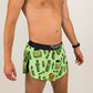 Right side view of the men's 2 inch split running shorts with a pickle design.