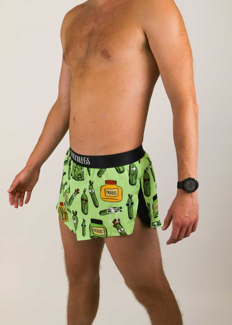 Side view of the men's 2 inch pickle running shorts from ChicknLegs.