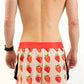 Back view of the men's 2 inch split running shorts from ChicknLegs with the strawberries design.