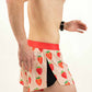 Side view of the men's 2 inch strawberry szn running shorts from ChicknLegs.