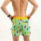 Back view of the men's 4" green llamas split running shorts from ChicknLegs.