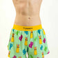 Front shot of the men's 4 inch green llama running shorts from ChicknLegs.