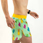 Right side view of the men's 4 inch green llama running shorts from ChicknLegs.