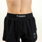 Close up front shot of the men's black 4 inch half split running shorts from ChicknLegs.