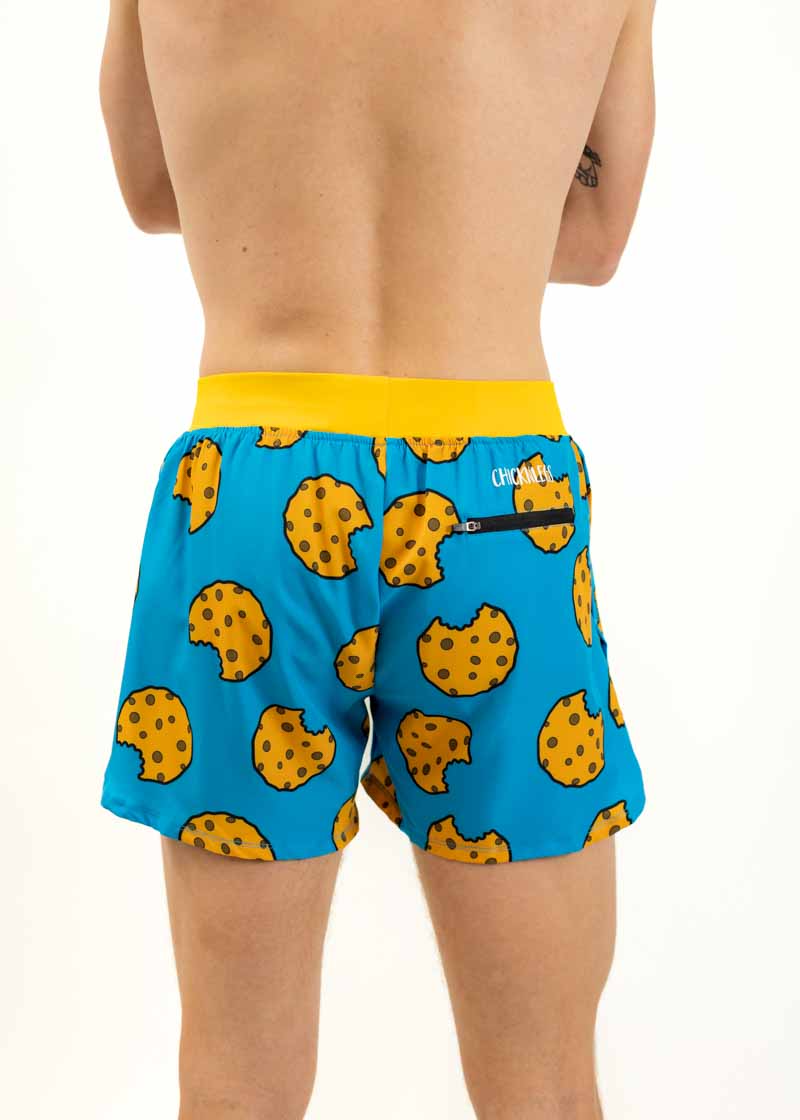 Back view of the men's 4 inch chocolate chip cookies running shorts from ChicknLegs.