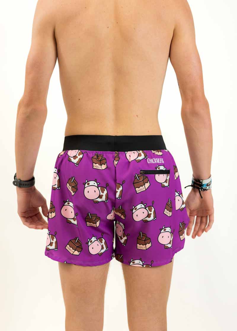 Back view of the men's 4 inch choccy cows running shorts from ChicknLegs.