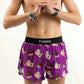 Front closeup view of the men's 4 inch choccy cows running shorts from ChicknLegs.