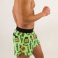 Side view showing the split of the men's 4 inch pickle running shorts.
