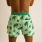 Rear view showing the zipper pocket of the men's 4 inch half split running shorts with the sea turtle design.