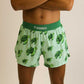 Front closeup view of the men's 4 inch sea turtle split running shorts from ChicknLegs.