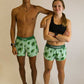 Group photo of the men's and women's sea turtle split running shorts.