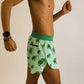 Right side view showing the split and zipper pocket of the men's 4 inch sea turtle running shorts from ChicknLegs.