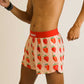 Side view of the men's 4 inch strawberry running shorts from ChicknLegs.