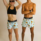 Runners looking tuff while wearing the men's and women's swaggy chickens running shorts.