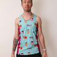Front view of the men's PB&J performance running singlet from ChicknLegs.