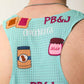Closeup of the mesh panel back of the PB&J performance singlet.