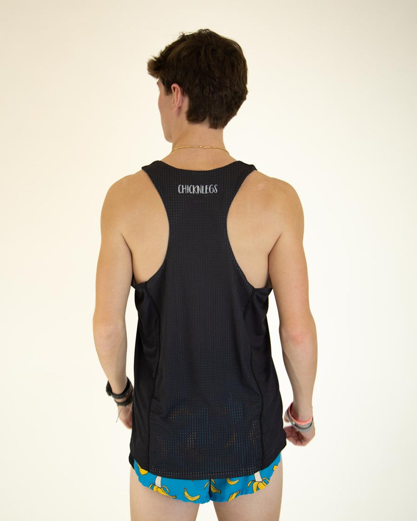 Back view of ChicknLegs Performance Running Singlet showcasing the breathable mesh back panel designed for ventilation during intense runs.