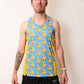 Front view of the men's rubber ducky performance singlet from ChicknLegs.