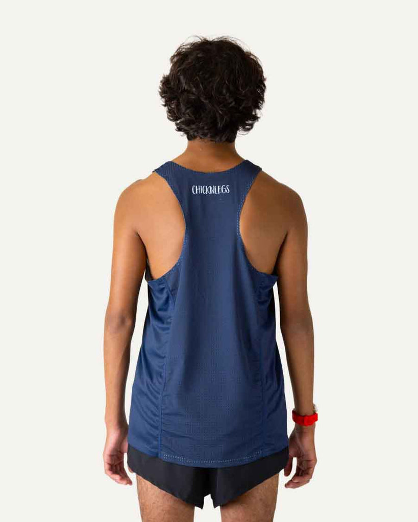 Back view of ChicknLegs Performance Running Singlet showcasing the breathable mesh back panel designed for ventilation during intense runs.