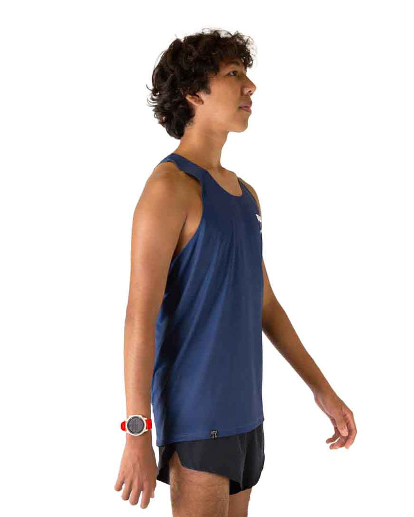 Right side view of ChicknLegs Performance Running Singlet featuring the breathable, quick-dry fabric and seamless arm opening for a smooth fit.