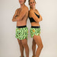 Group photo of runners wearing the men's 4 inch and women's 1.5 inch pickle running shorts.