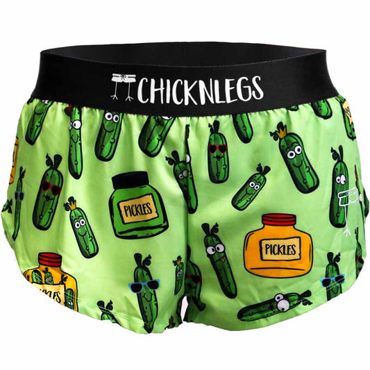 ChicknLegs women's 1.5" pickle split running shorts.